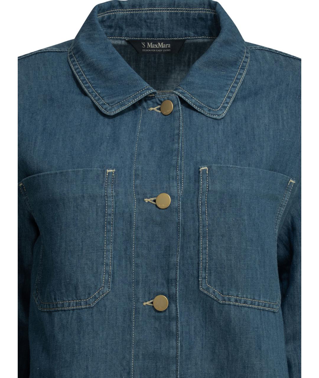 'S MAX MARA Синяя хлопковая рубашка, фото 3
