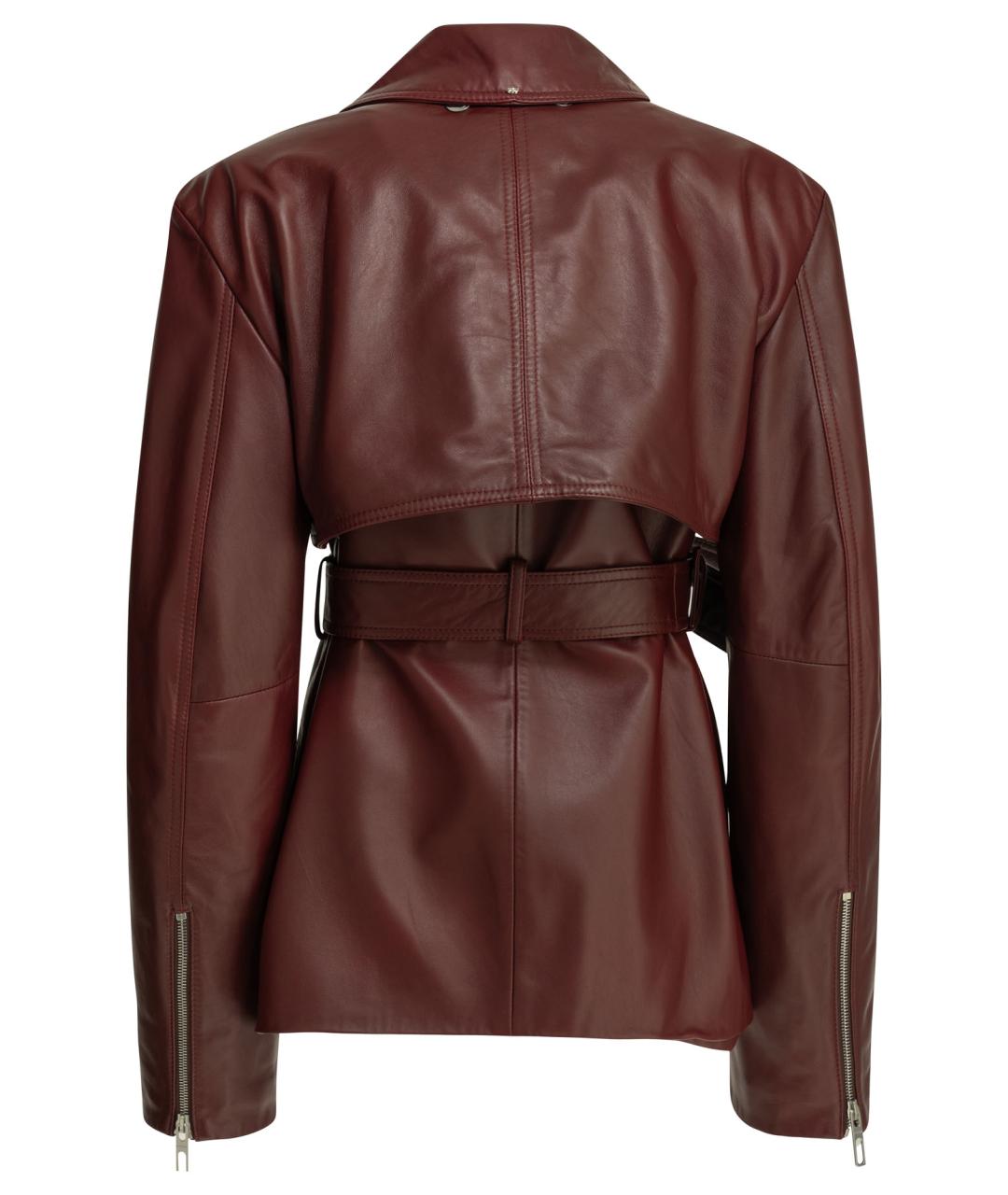 SPORTMAX Бордовая кожаная куртка, фото 2