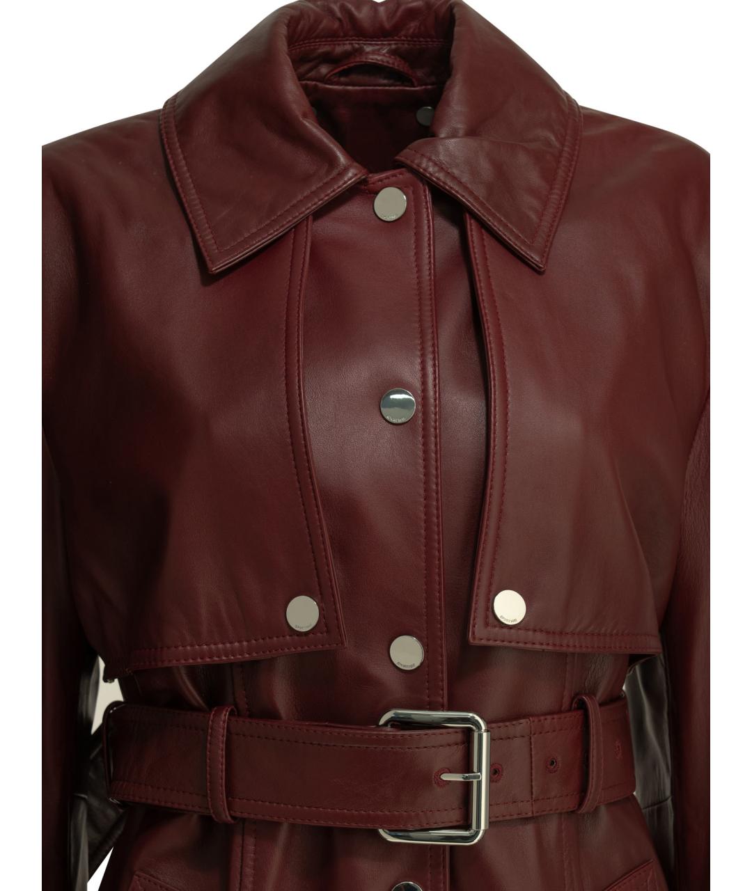 SPORTMAX Бордовая кожаная куртка, фото 3