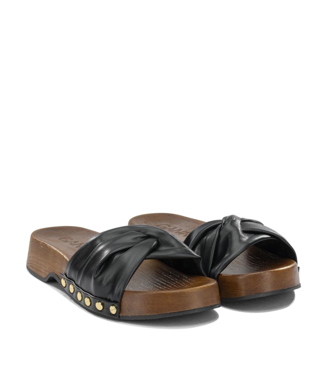 GANNI Черные кожаные сандалии, фото 2