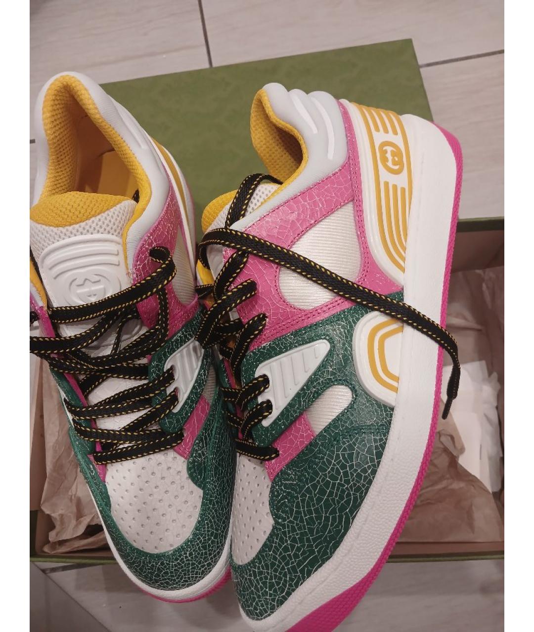 GUCCI Белые кожаные кроссовки, фото 3