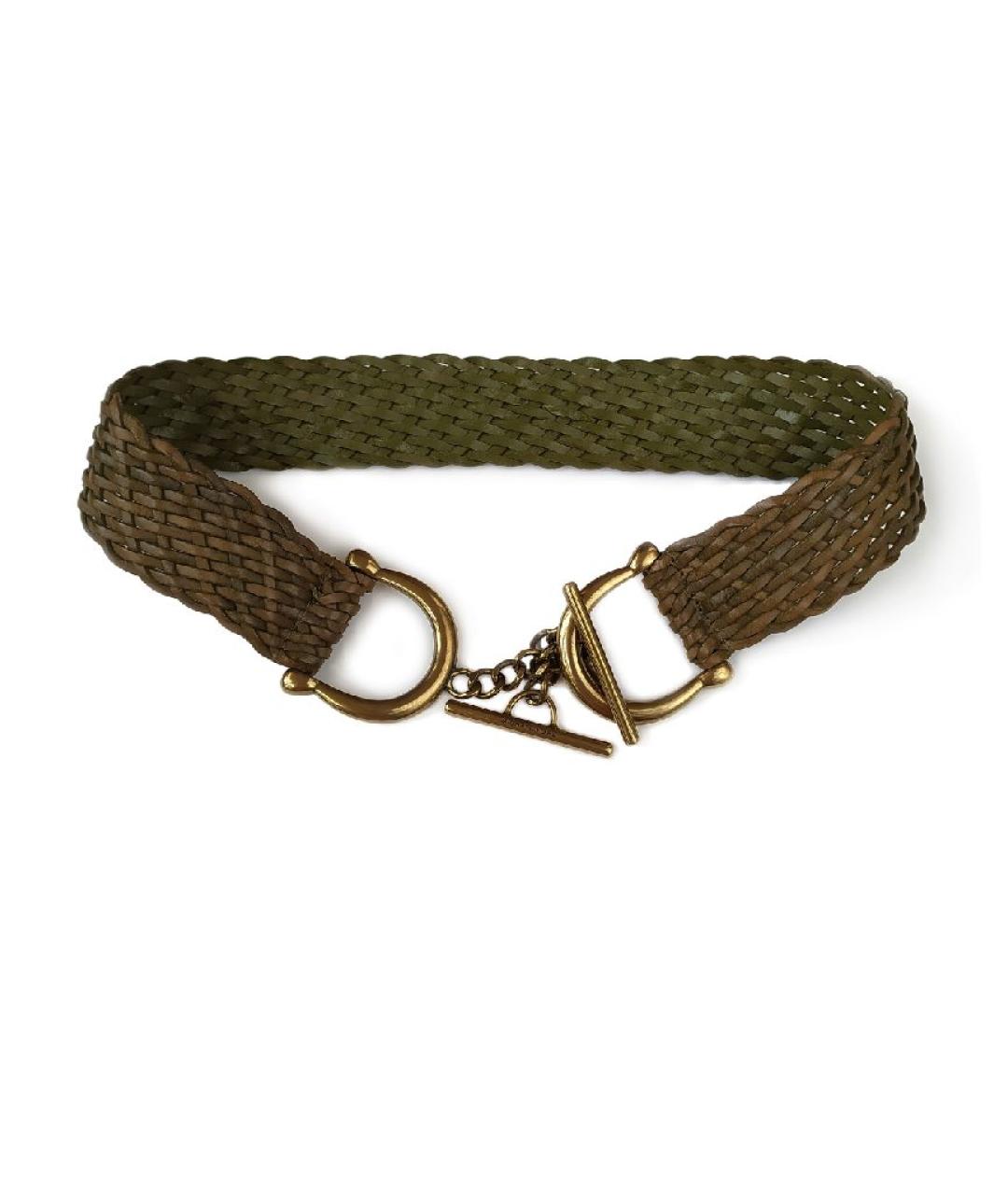 MICHAEL KORS Хаки кожаный ремень, фото 7