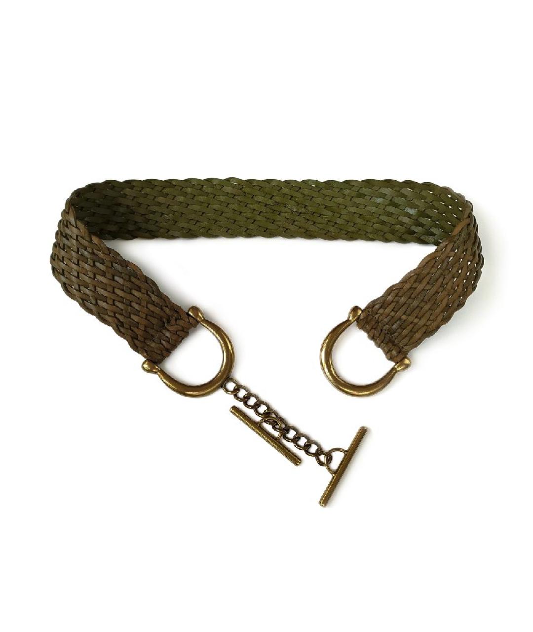 MICHAEL KORS Хаки кожаный ремень, фото 2