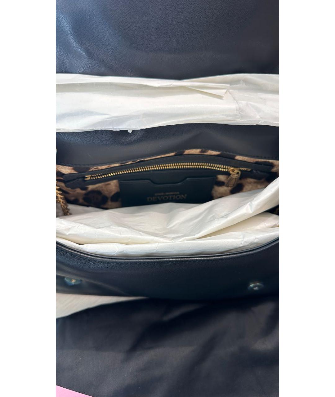 DOLCE&GABBANA Черная кожаная сумка через плечо, фото 4