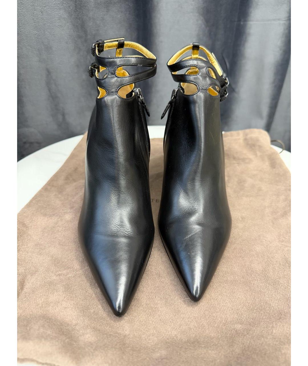 BOTTEGA VENETA Черные кожаные ботильоны, фото 2