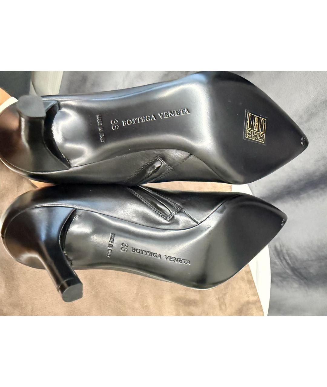 BOTTEGA VENETA Черные кожаные ботильоны, фото 4