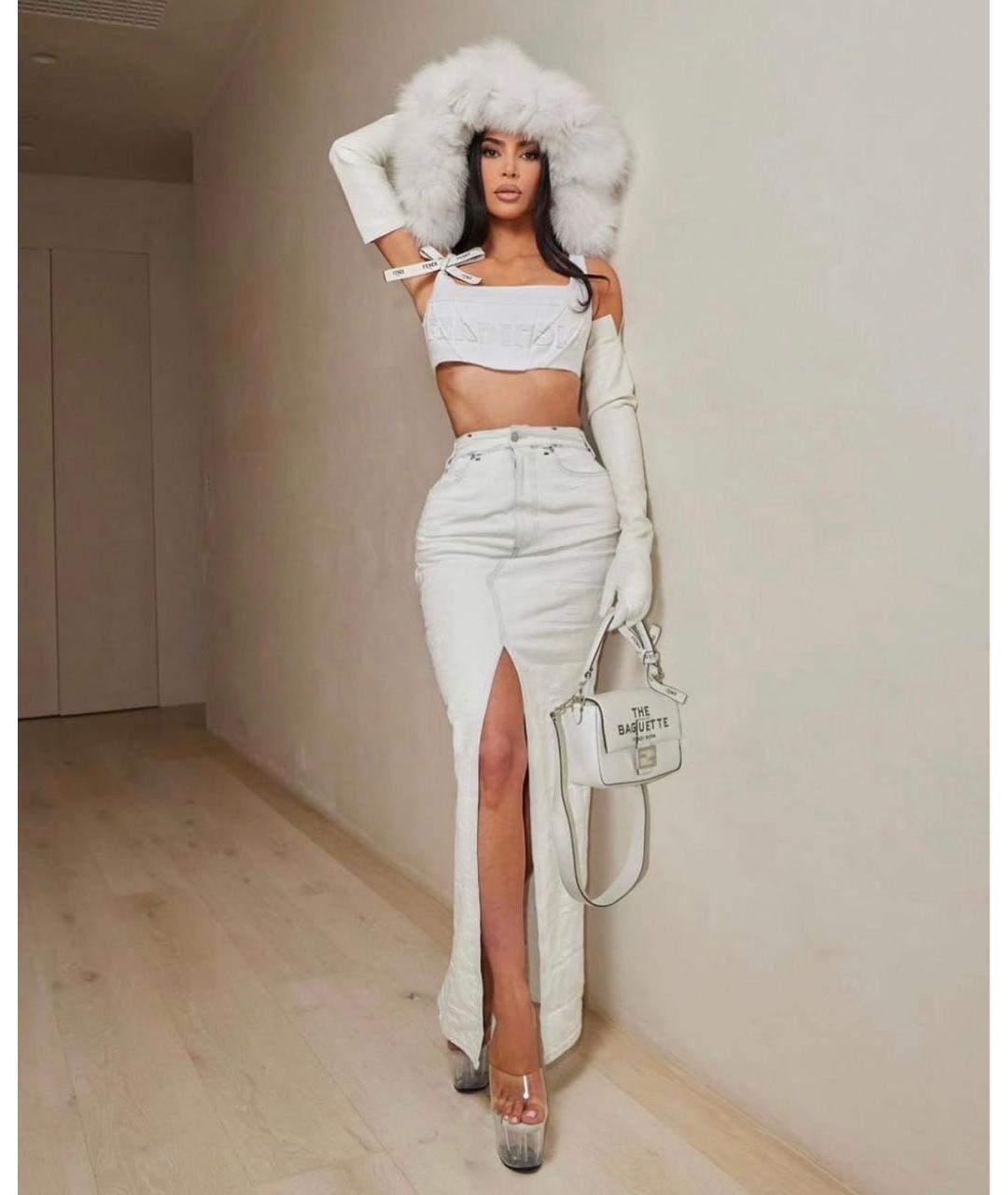 FENDI Белая деним юбка макси, фото 6