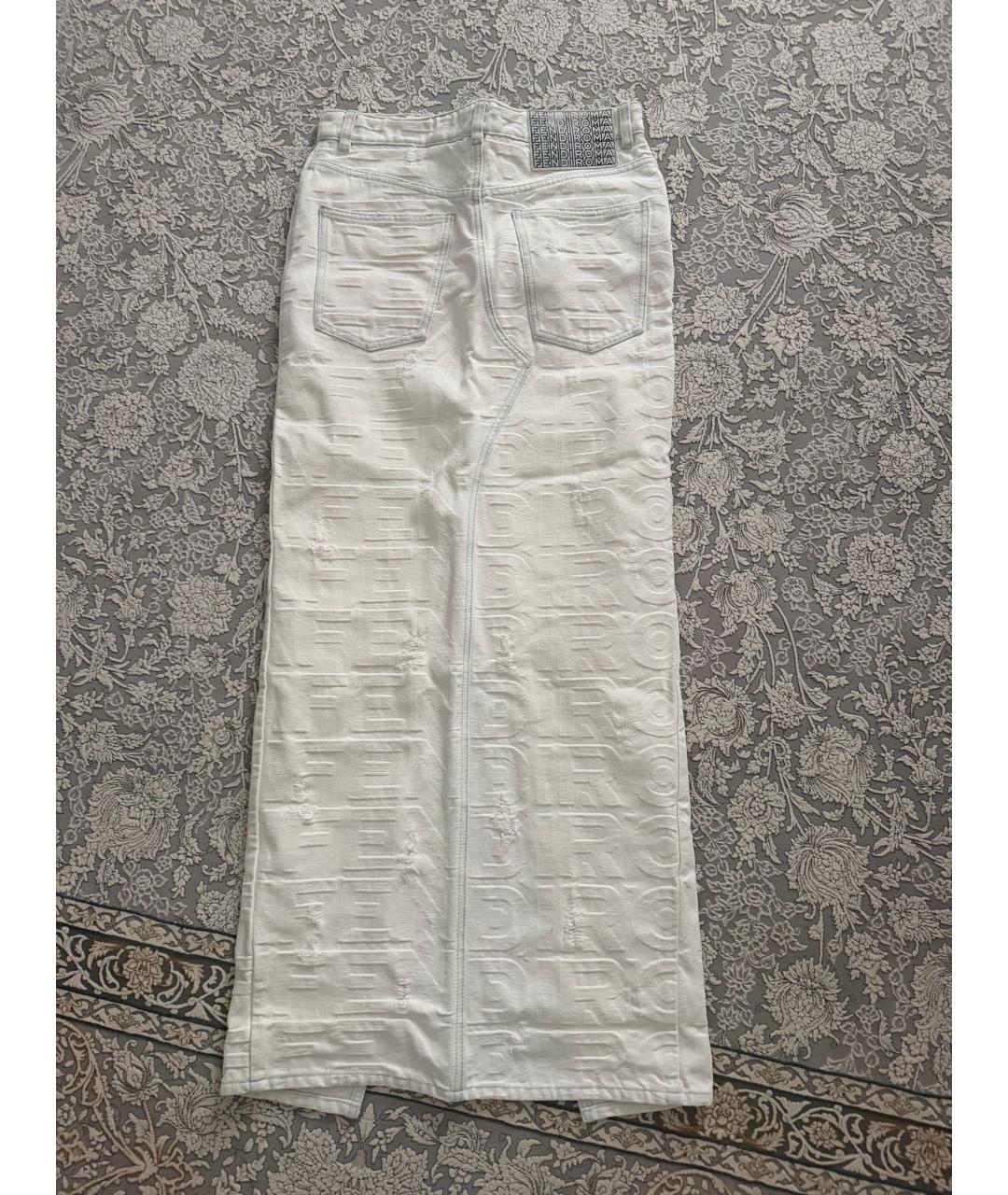 FENDI Белая деним юбка макси, фото 7