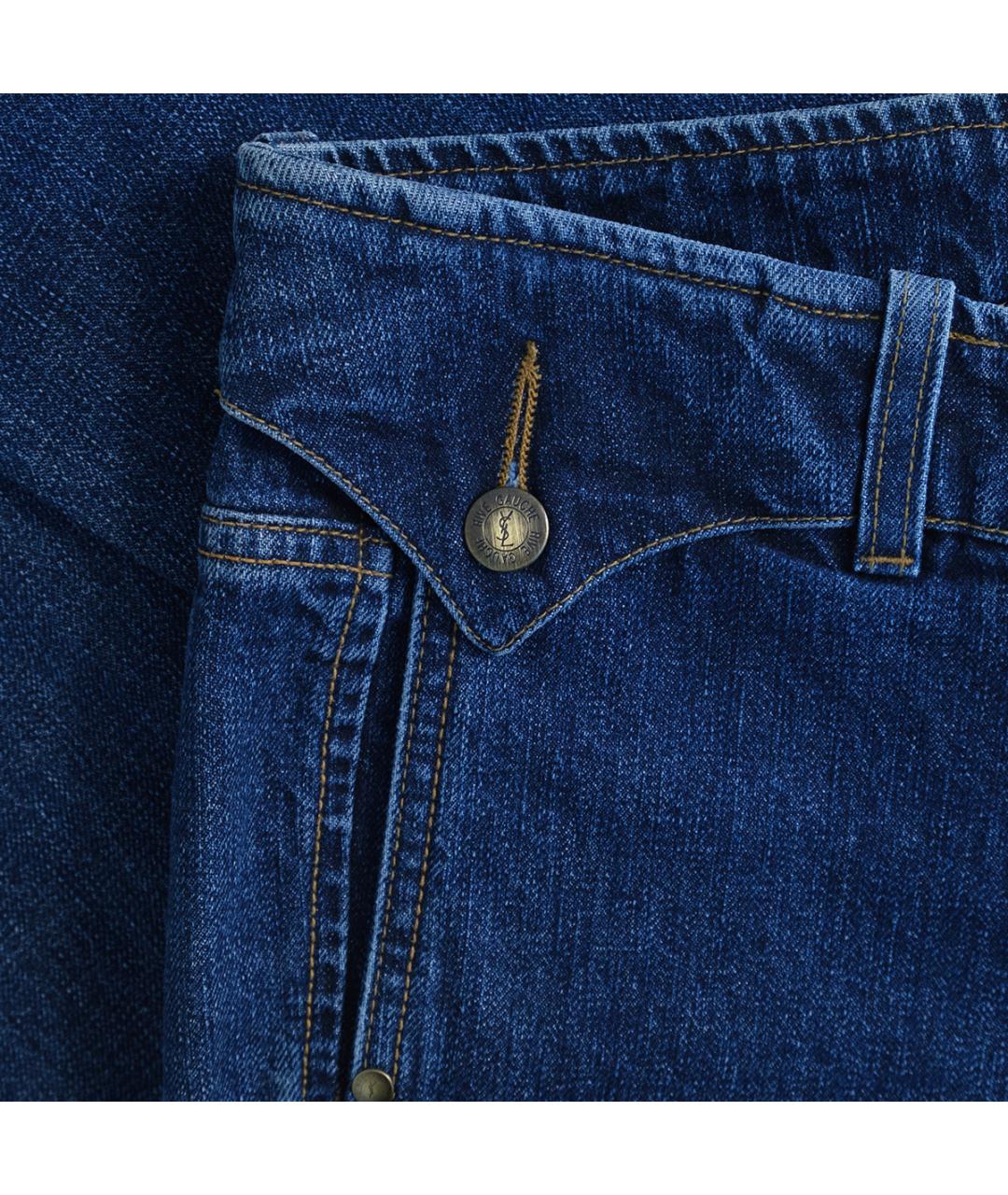 SAINT LAURENT Синие хлопковые прямые джинсы, фото 5