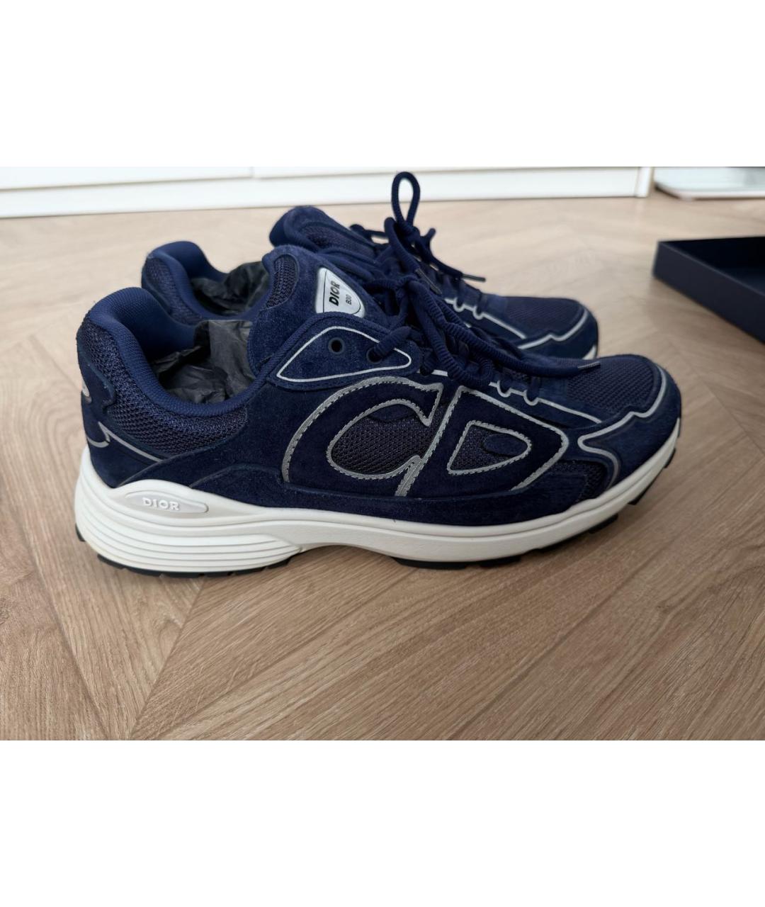 CHRISTIAN DIOR Темно-синие замшевые низкие кроссовки / кеды, фото 7