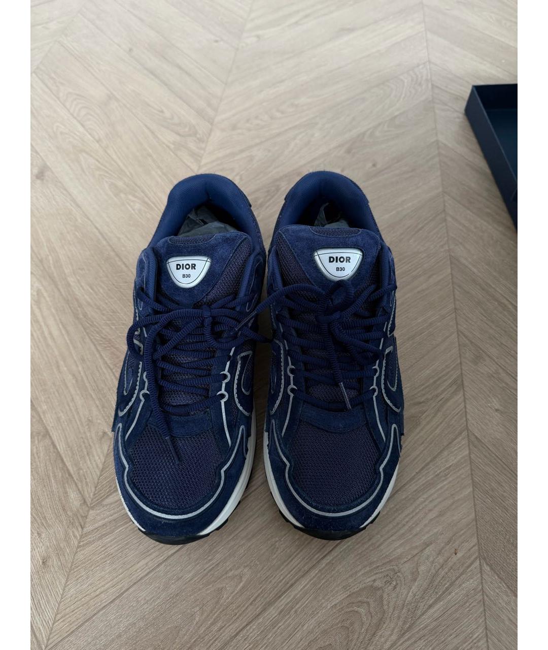 CHRISTIAN DIOR Темно-синие замшевые низкие кроссовки / кеды, фото 2