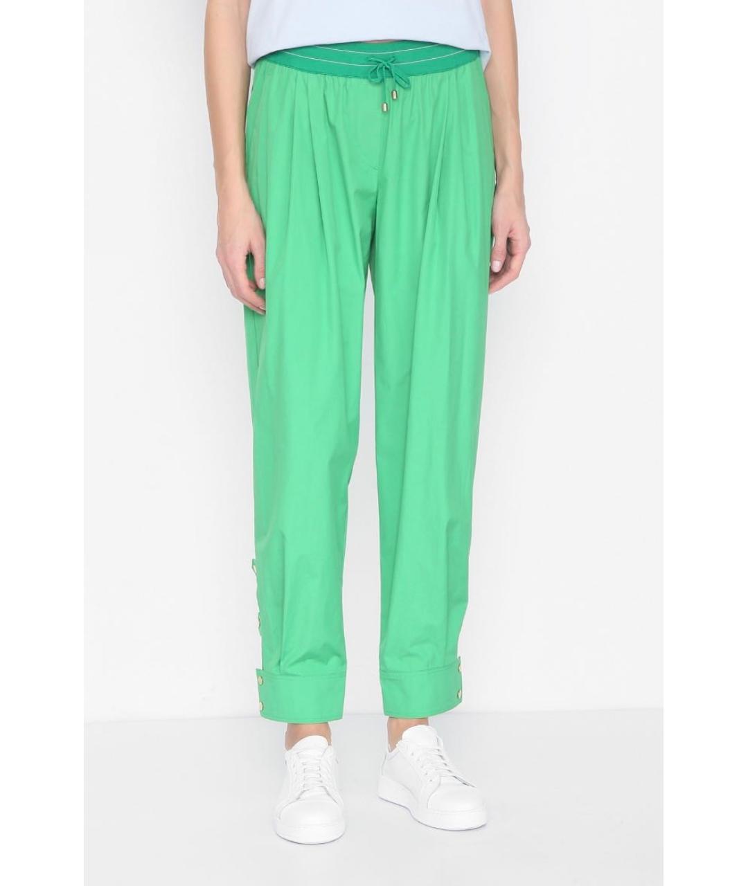 LORENA ANTONIAZZI Зеленые хлопковые брюки узкие, фото 2
