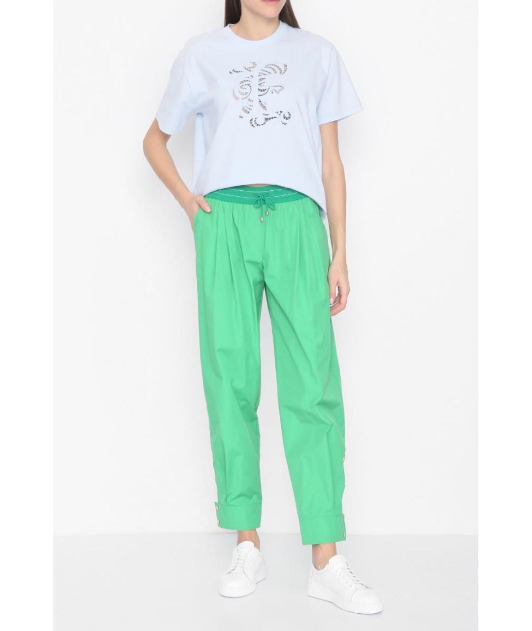 LORENA ANTONIAZZI Зеленые хлопковые брюки узкие, фото 4