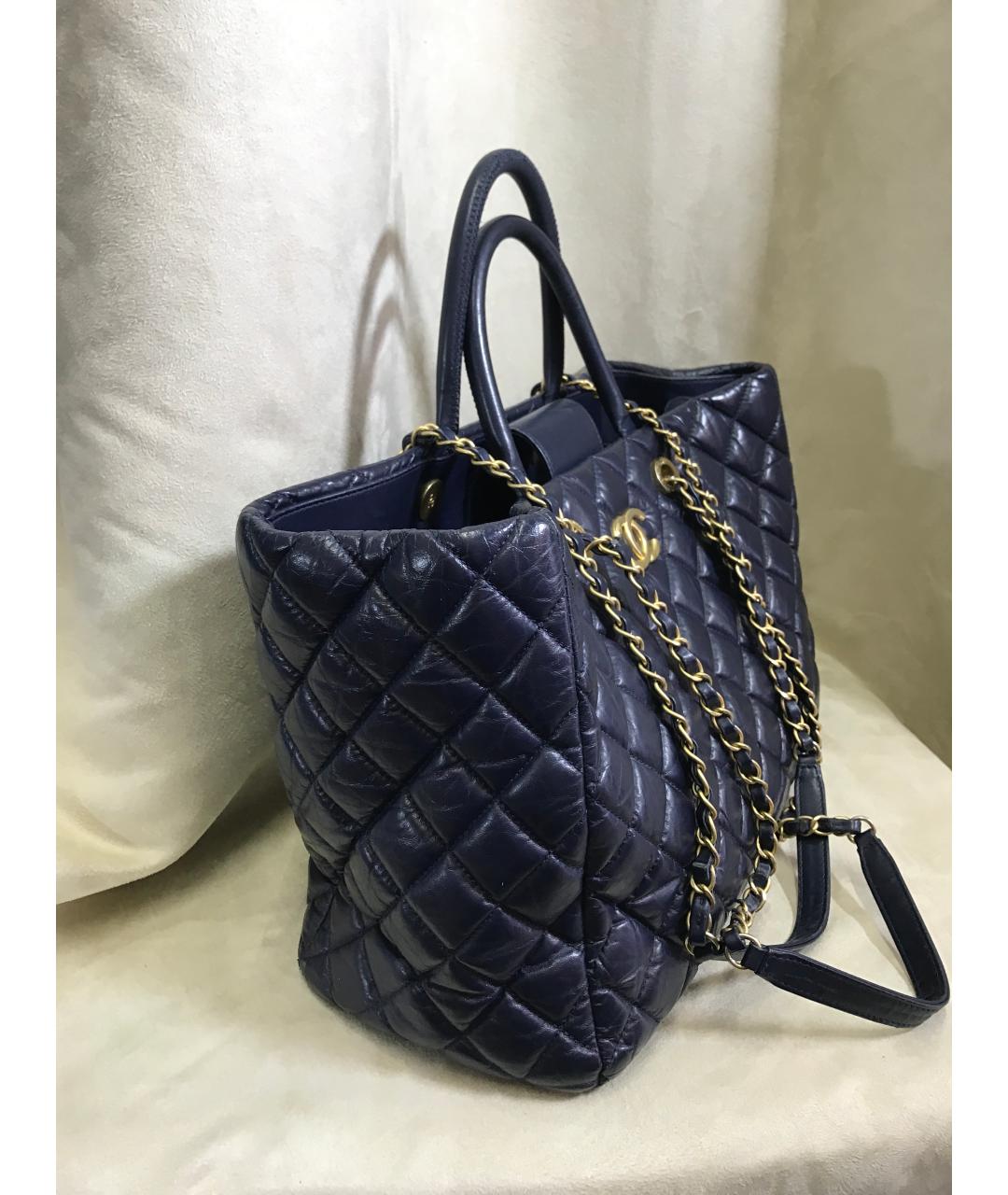 CHANEL Фиолетовая кожаная сумка тоут, фото 2