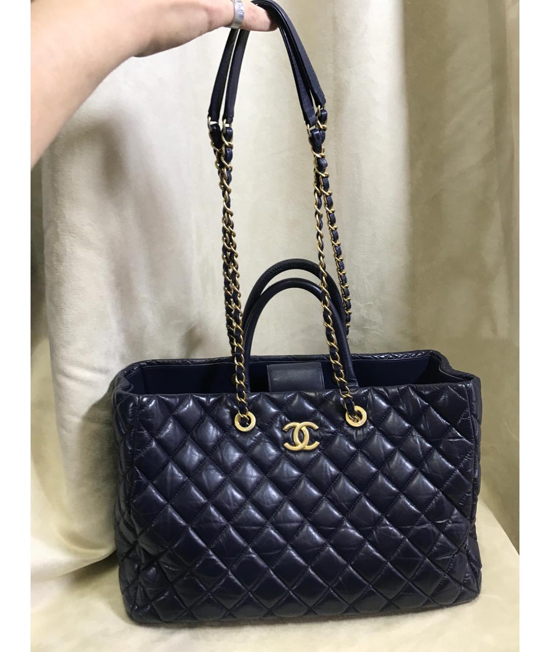 CHANEL Фиолетовая кожаная сумка тоут, фото 5