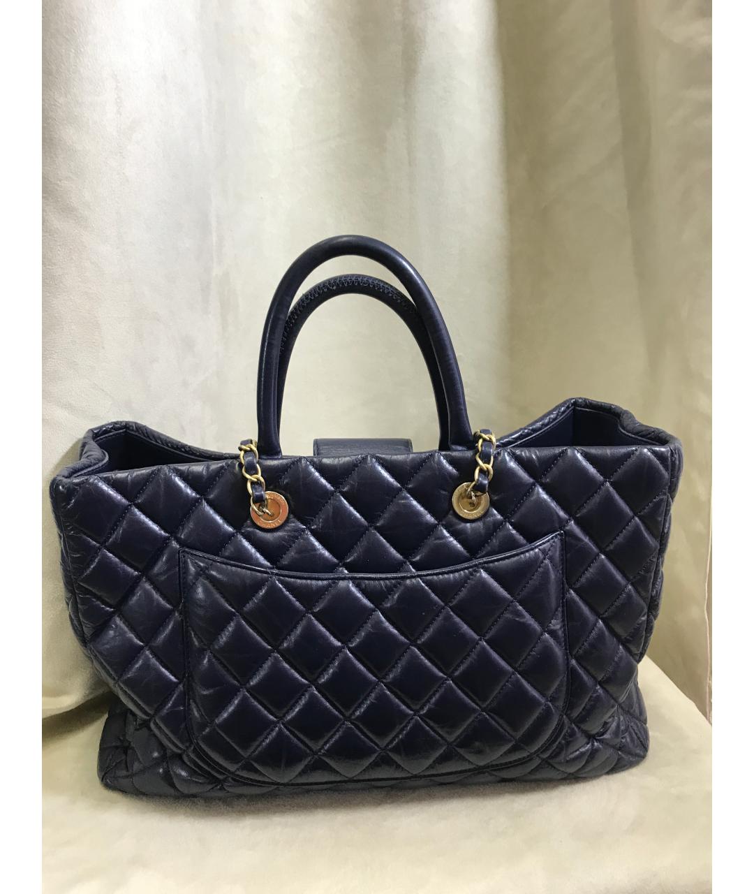 CHANEL Фиолетовая кожаная сумка тоут, фото 3