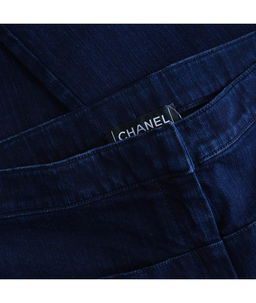 CHANEL Темно-синие хлопковые джинсы клеш, фото 3