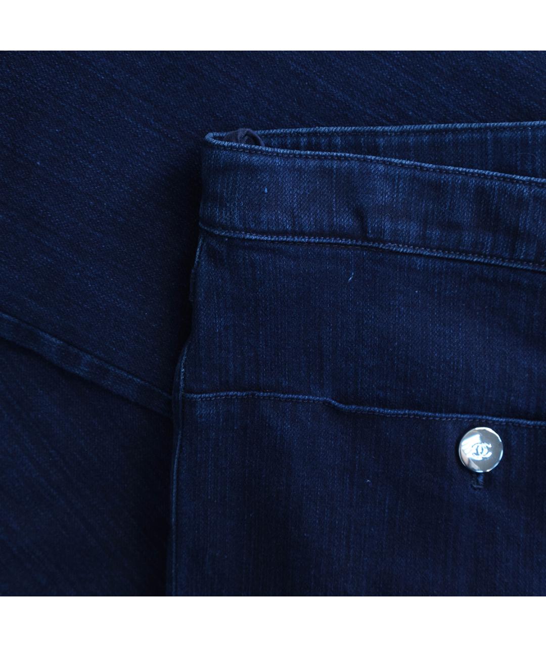CHANEL Темно-синие хлопковые джинсы клеш, фото 5