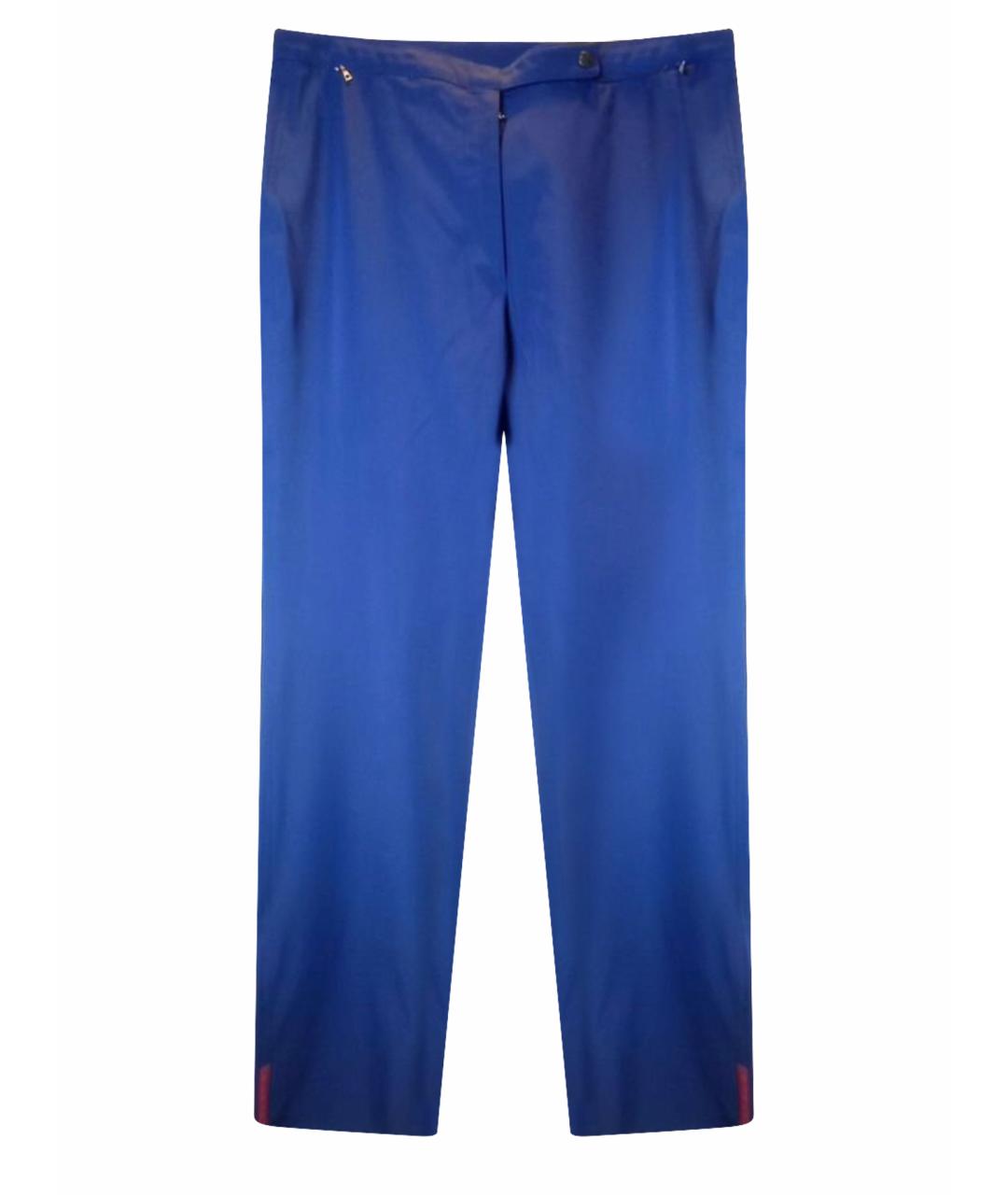 PRADA Синие синтетические прямые брюки, фото 1