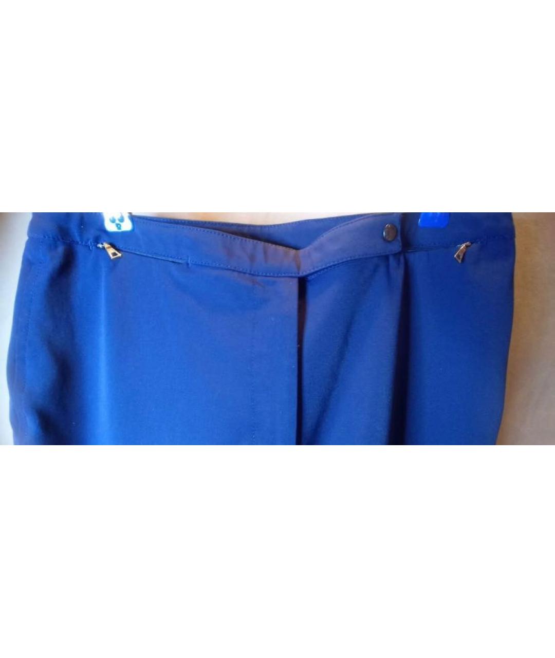 PRADA Синие синтетические прямые брюки, фото 4