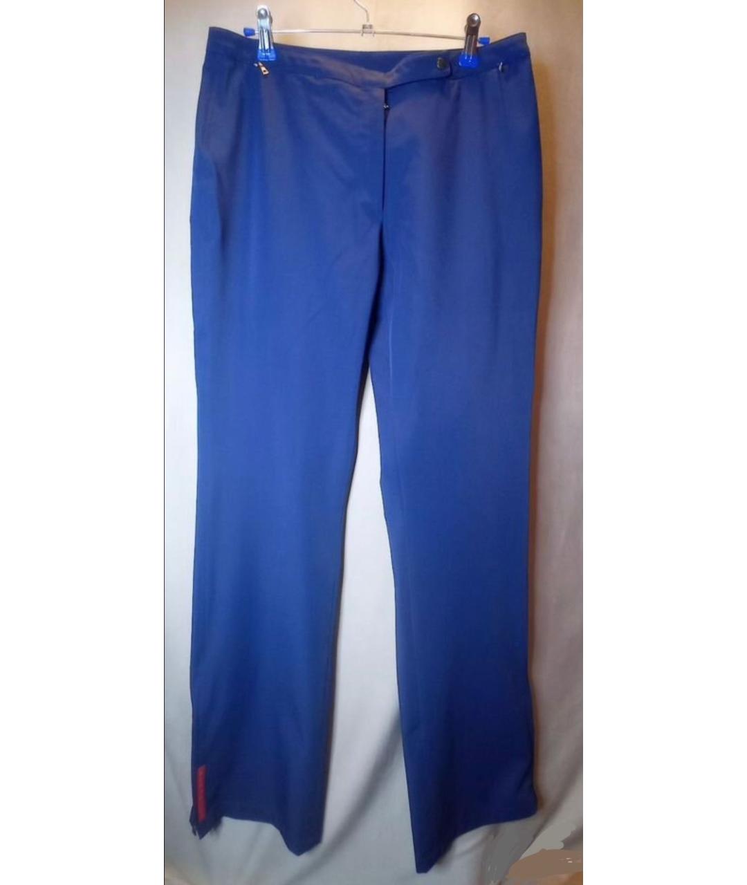 PRADA Синие синтетические прямые брюки, фото 8