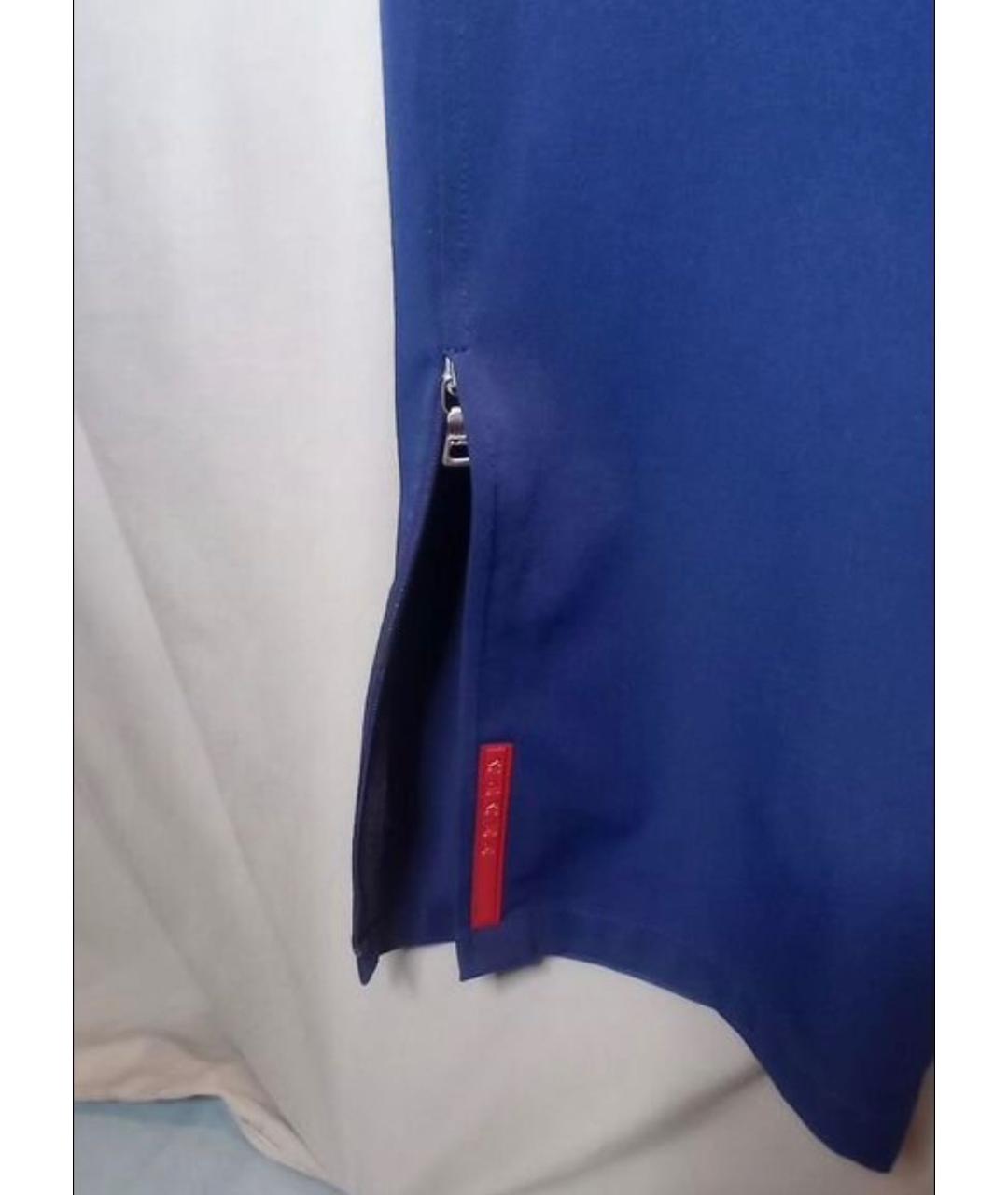 PRADA Синие синтетические прямые брюки, фото 2