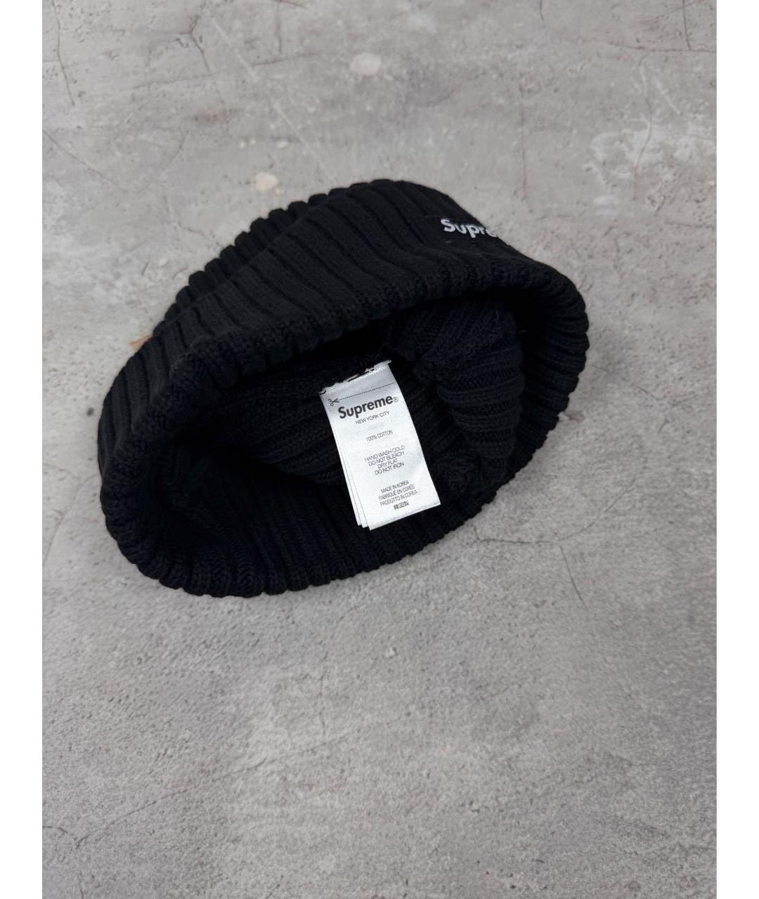 SUPREME Черная хлопковая шапка, фото 4