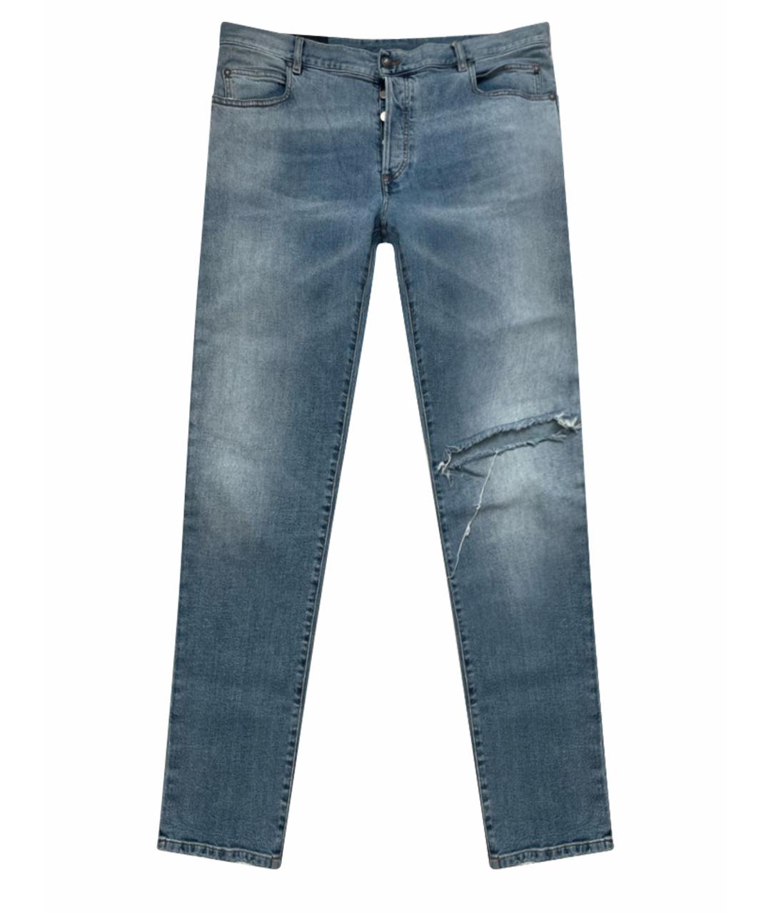 BALMAIN Голубые хлопковые прямые джинсы, фото 1