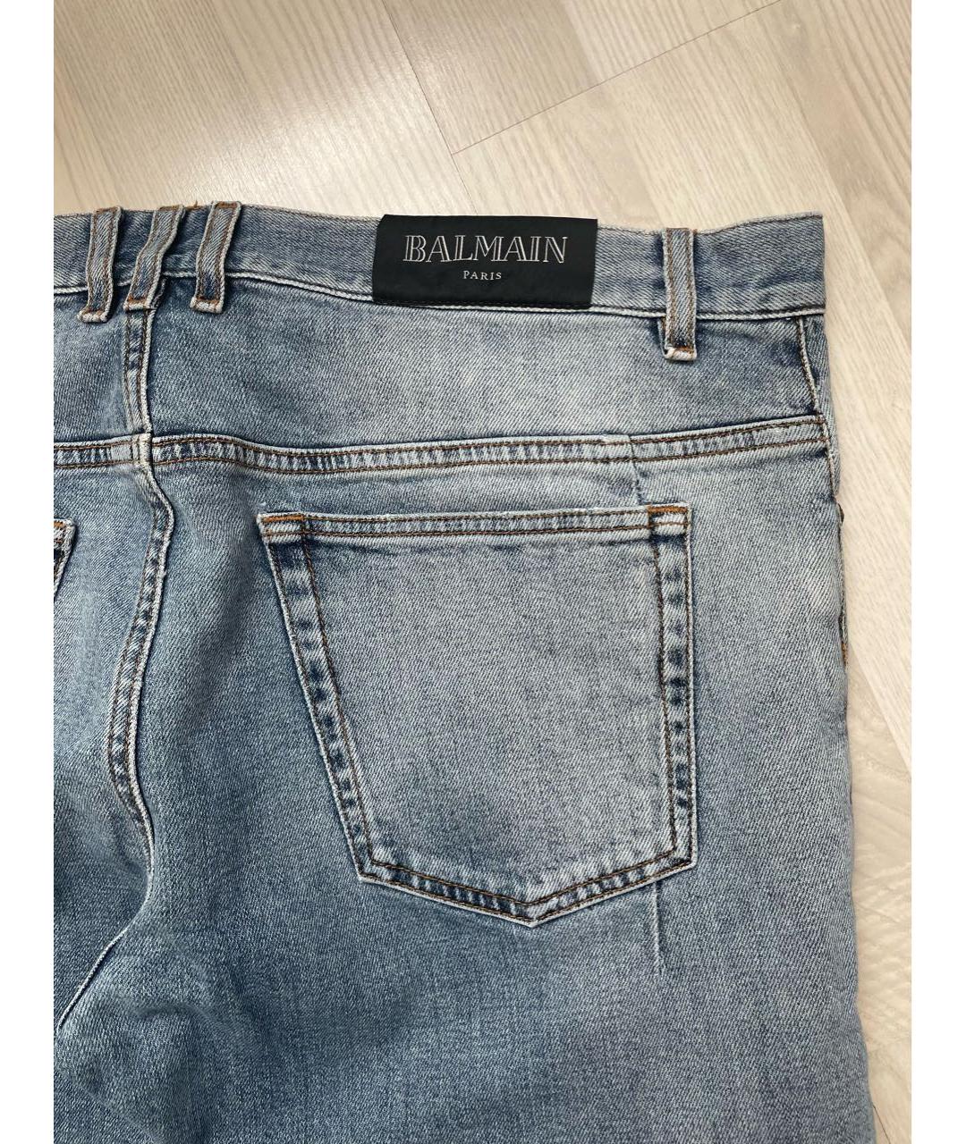 BALMAIN Голубые хлопковые прямые джинсы, фото 5
