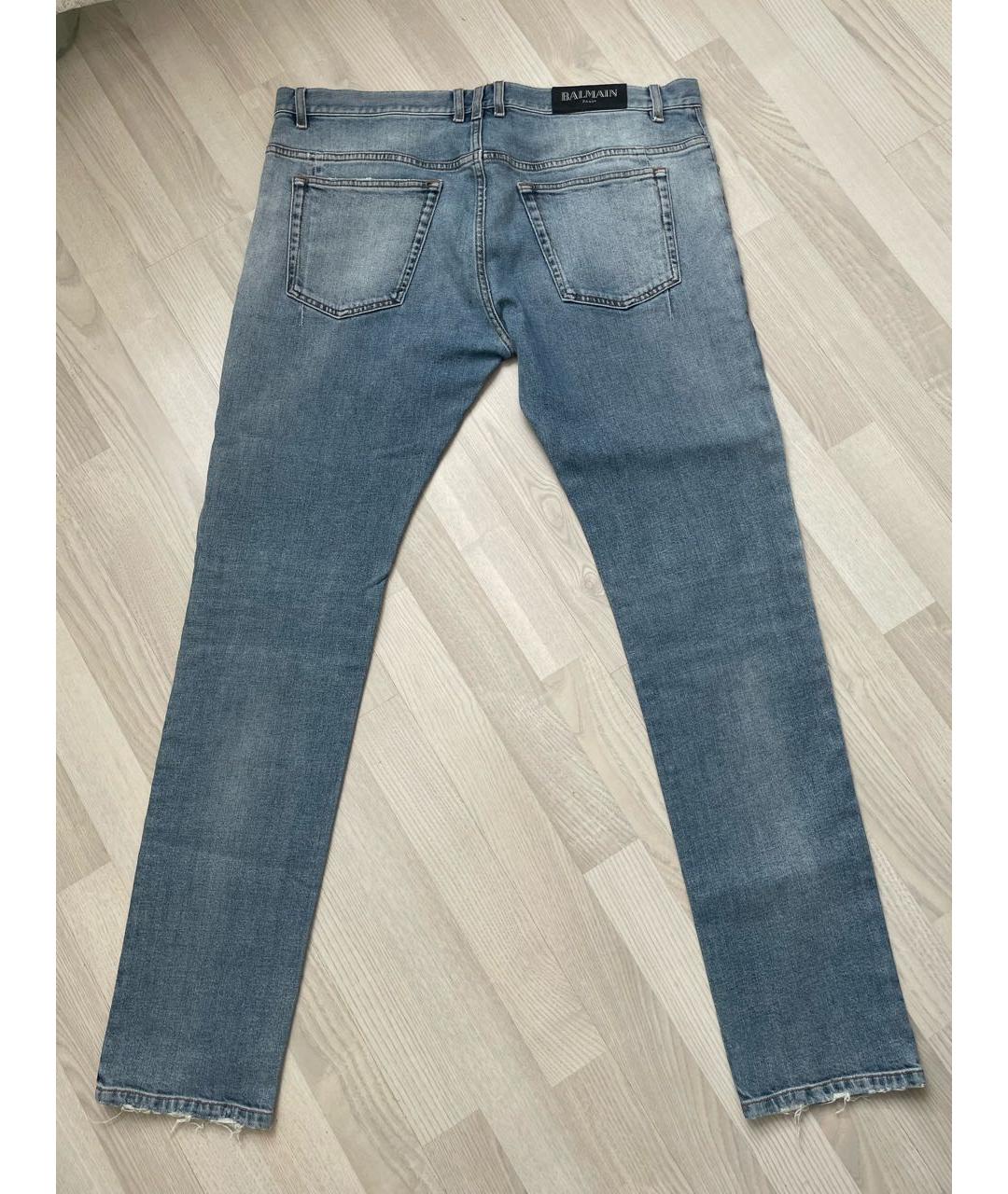 BALMAIN Голубые хлопковые прямые джинсы, фото 2