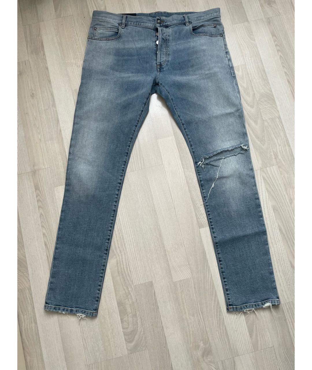 BALMAIN Голубые хлопковые прямые джинсы, фото 8