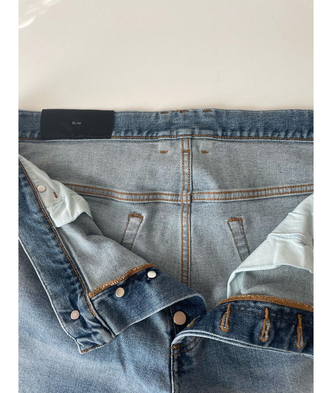 BALMAIN Голубые хлопковые прямые джинсы, фото 3