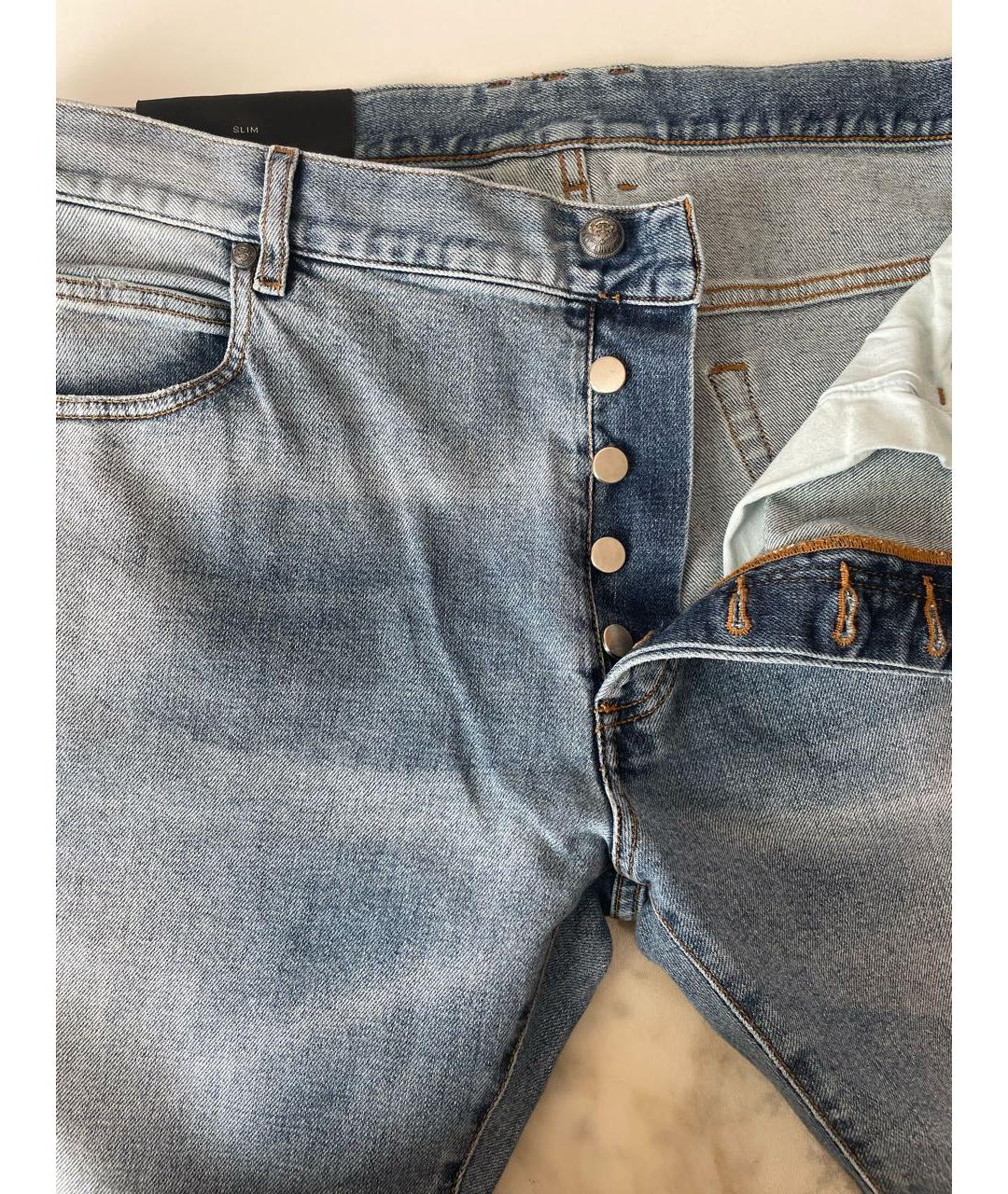 BALMAIN Голубые хлопковые прямые джинсы, фото 4