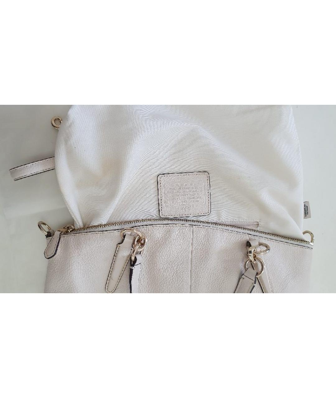 COACH Бежевая кожаная сумка с короткими ручками, фото 7