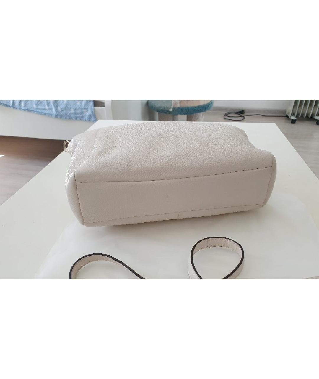 COACH Бежевая кожаная сумка с короткими ручками, фото 6