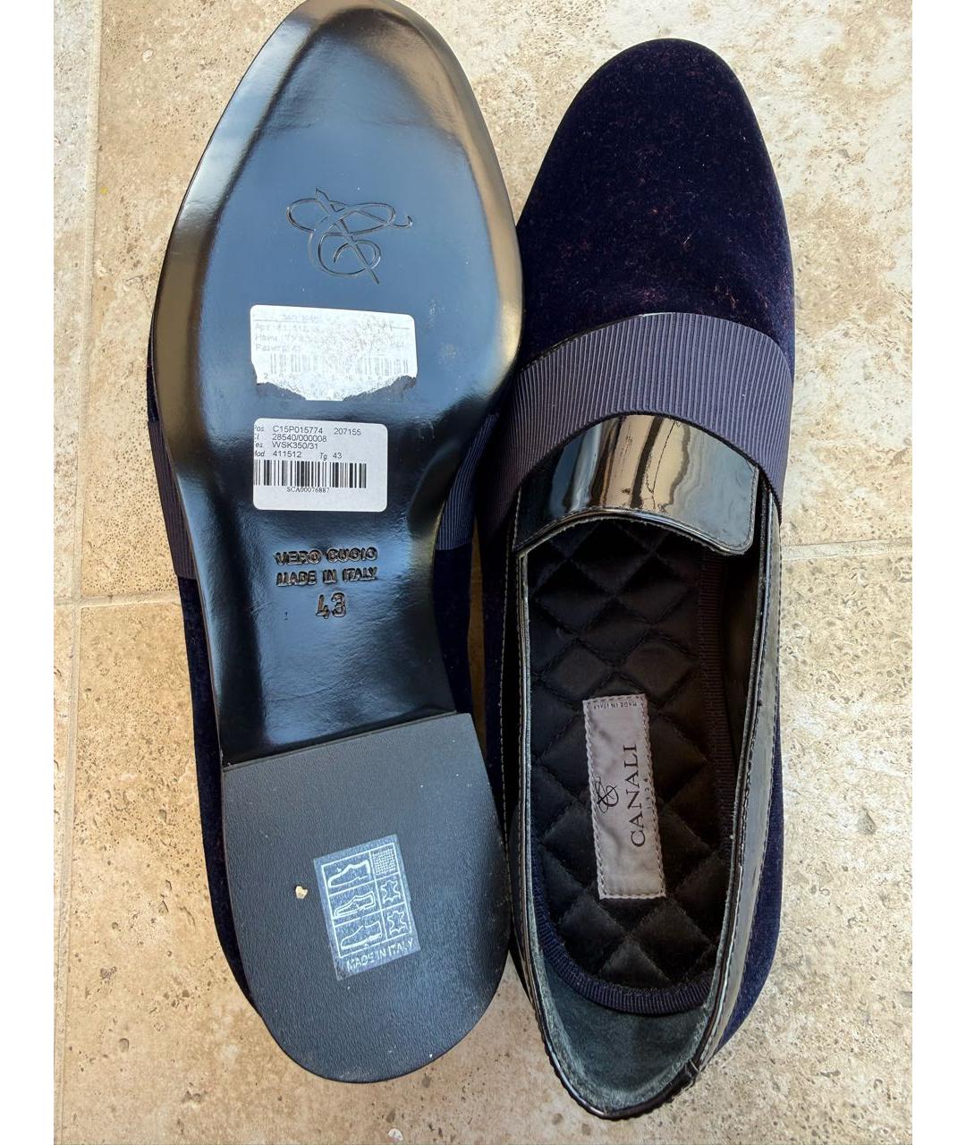 CANALI Темно-синие бархатные лоферы, фото 4