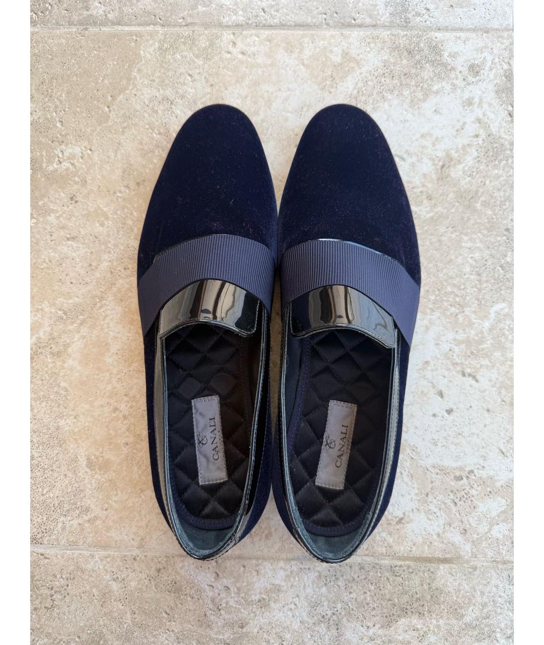 CANALI Темно-синие бархатные лоферы, фото 3
