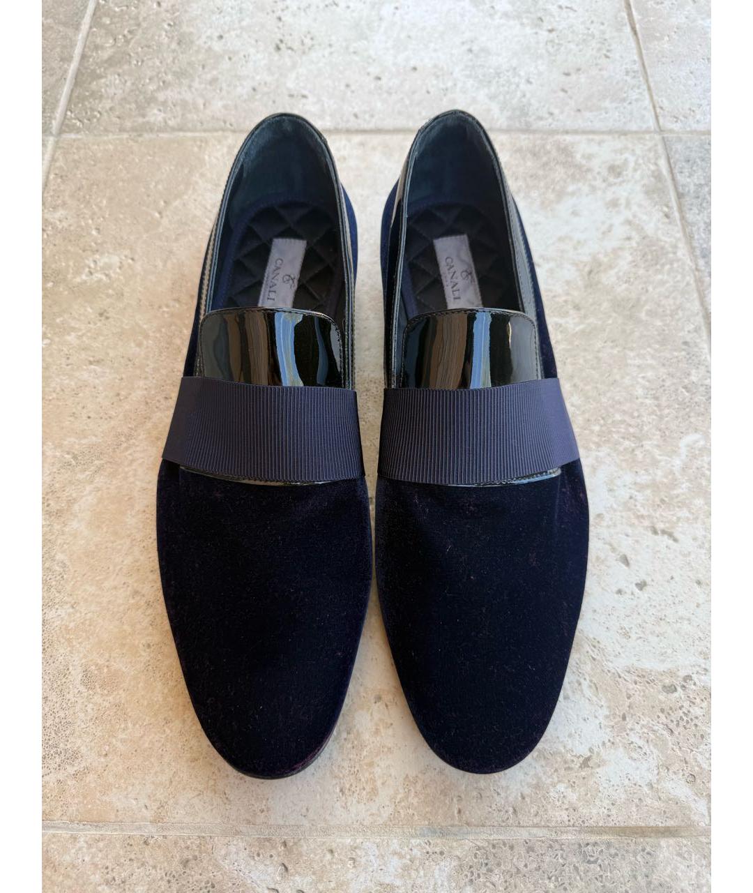 CANALI Темно-синие бархатные лоферы, фото 2