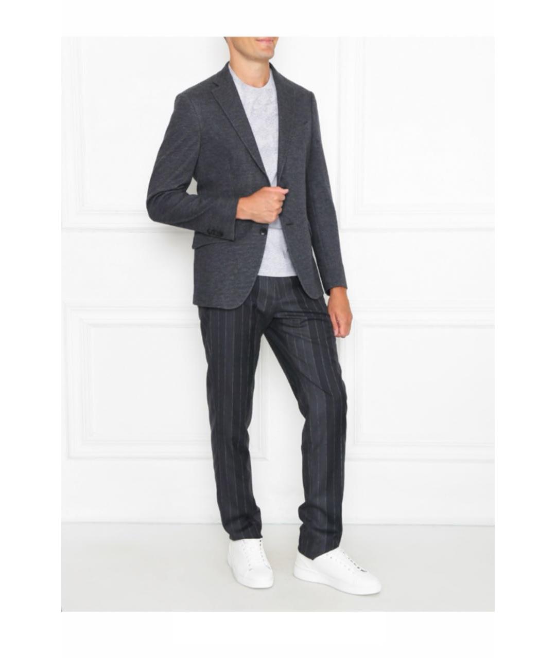 ETRO Серые шерстяные повседневные брюки, фото 3