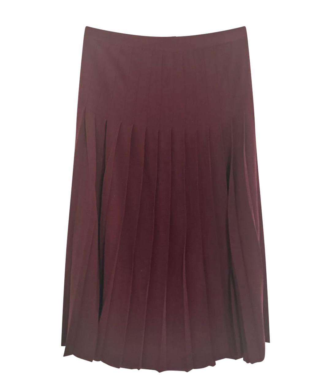 CELINE Бордовая шерстяная юбка миди, фото 1