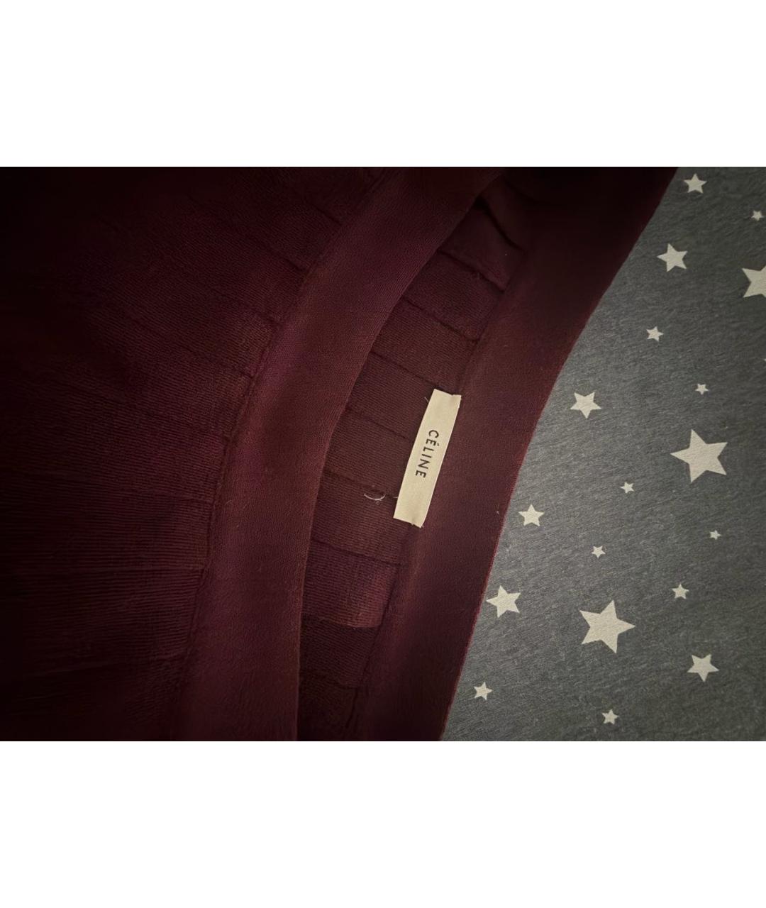 CELINE Бордовая шерстяная юбка миди, фото 3