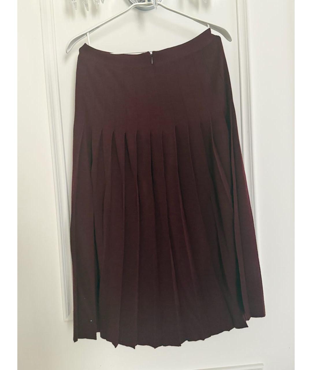 CELINE Бордовая шерстяная юбка миди, фото 2