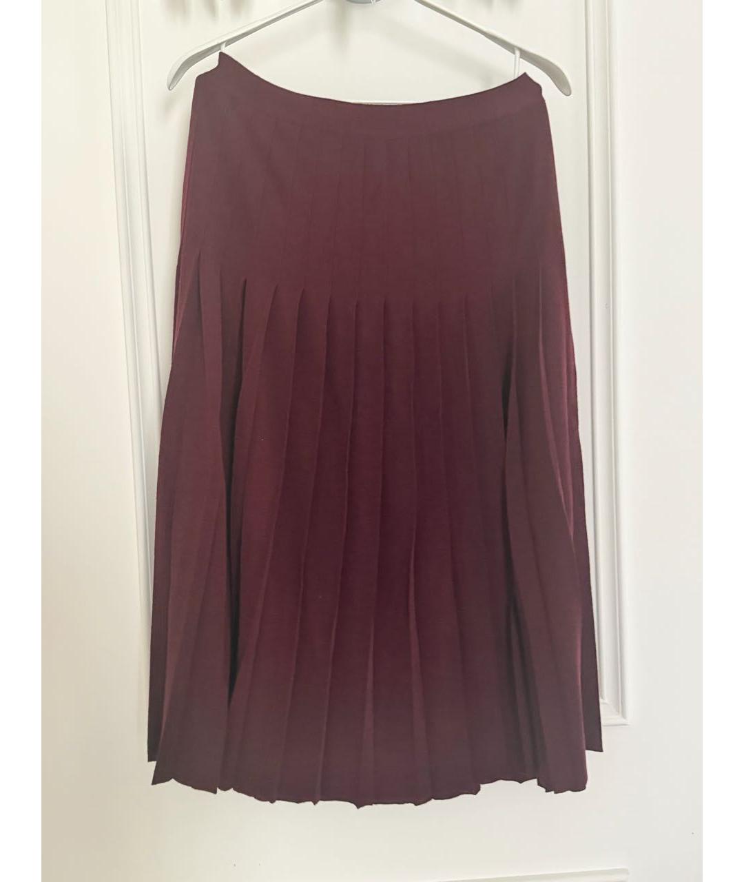 CELINE Бордовая шерстяная юбка миди, фото 4