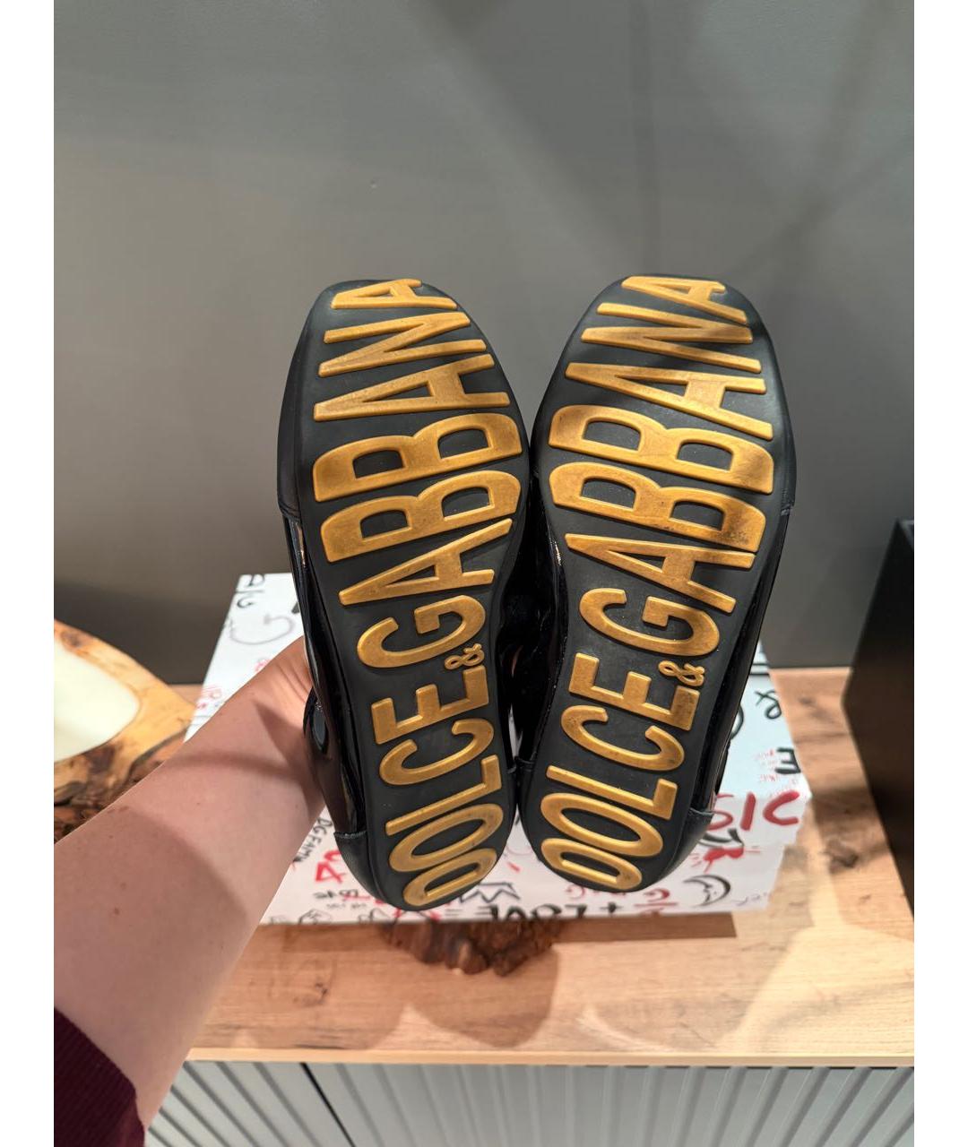 DOLCE&GABBANA Черные кожаные балетки, фото 4