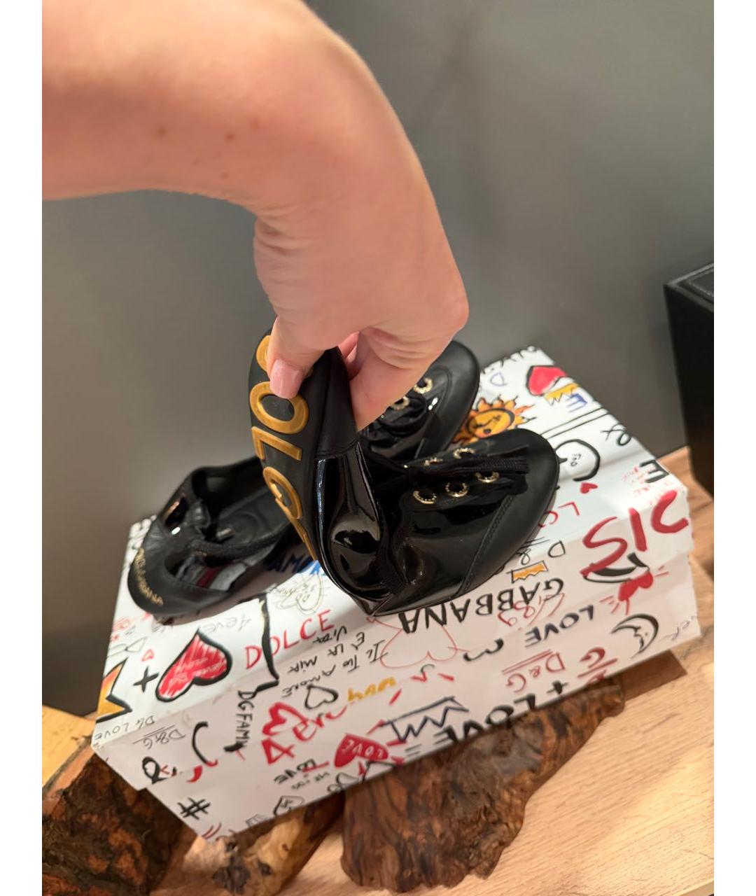 DOLCE&GABBANA Черные кожаные балетки, фото 7