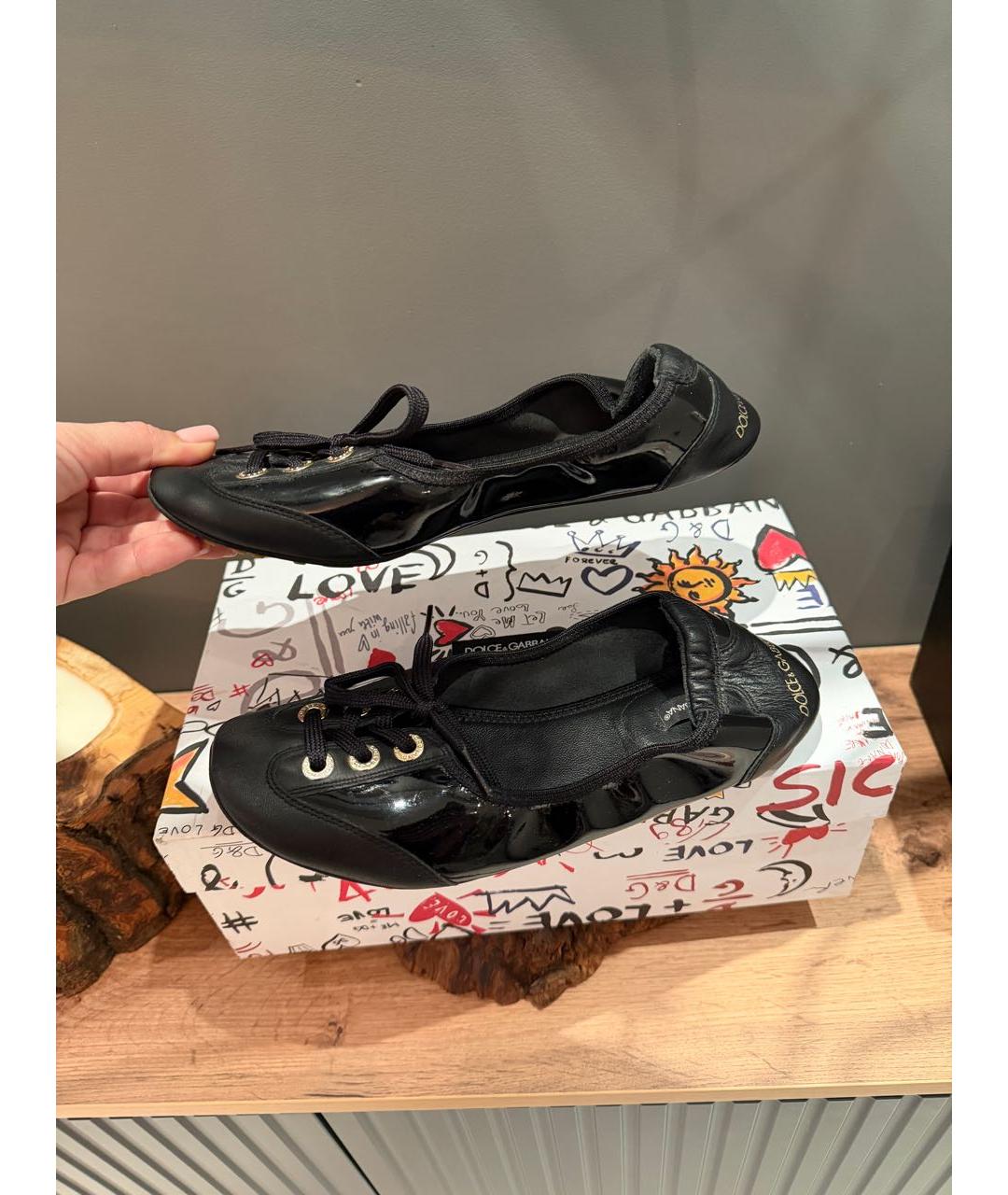 DOLCE&GABBANA Черные кожаные балетки, фото 9