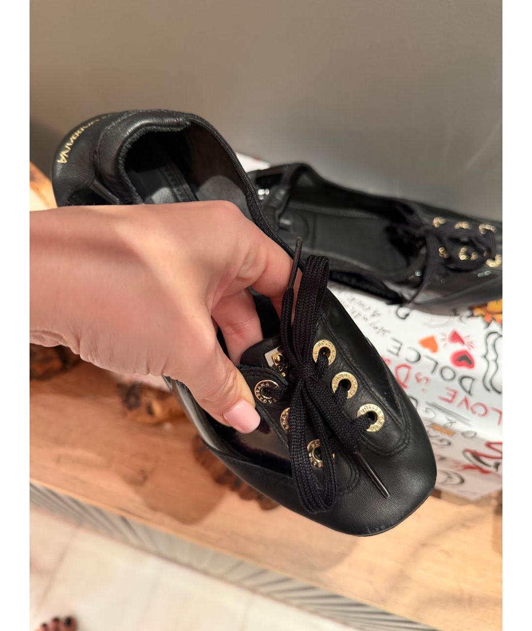 DOLCE&GABBANA Черные кожаные балетки, фото 8