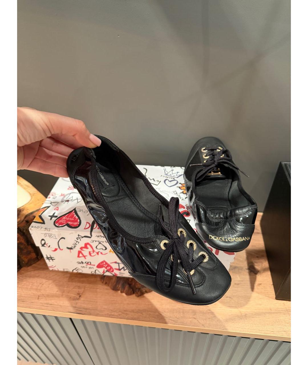 DOLCE&GABBANA Черные кожаные балетки, фото 2