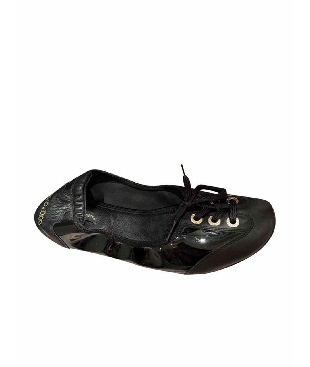 DOLCE&GABBANA Черные кожаные балетки, фото 1