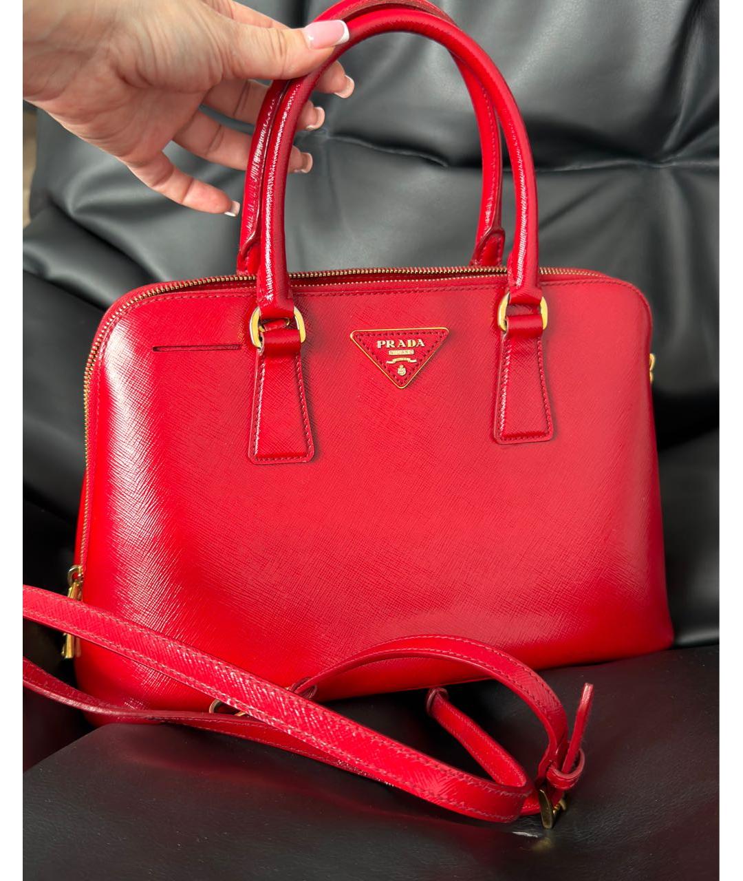 PRADA Красная кожаная сумка с короткими ручками, фото 7